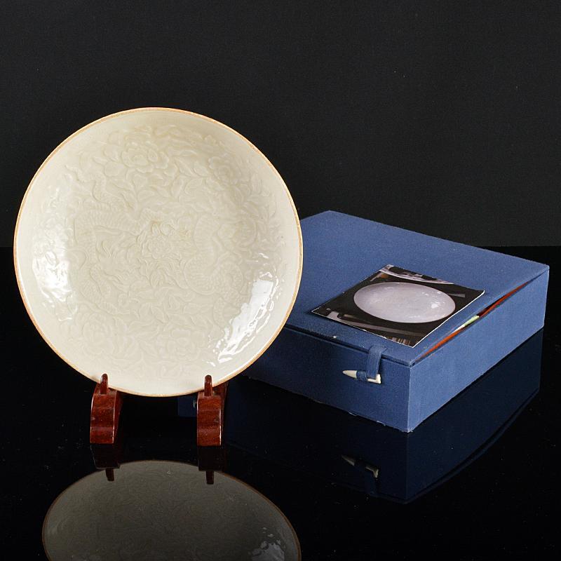 中国 定窯 白磁 陽刻 龍花文盤 皿 M R5286 chateauduroi.co