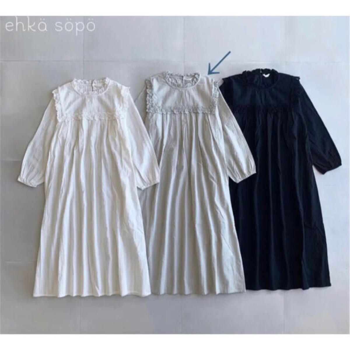 エヘカソポ 綿レースギャザーワンピース ehka sopo ミント サマンサ