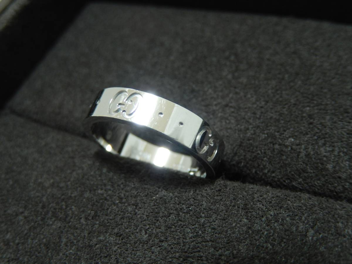 □美品□GUCCI グッチ K18WG GG アイコン ICON リング□750 ホワイト