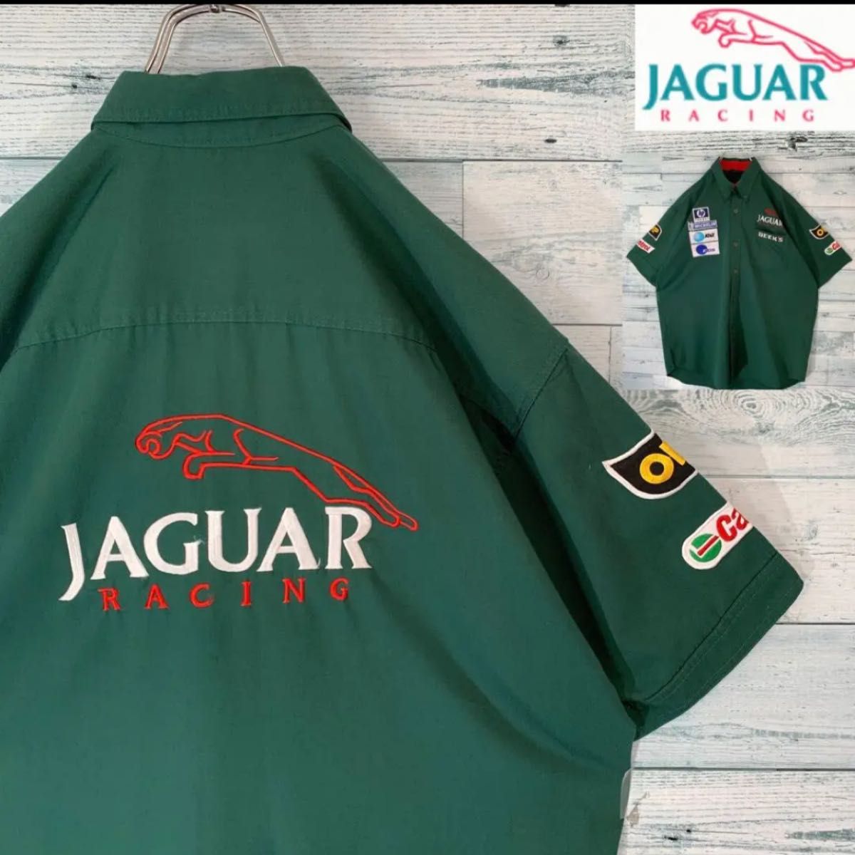 入手困難】Jaguar Racing 両面刺繍 レーシングシャツ XXL 半袖シャツ