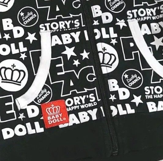☆　BABY DOLL(ベビードール)　半袖パーカー　白×黒　90サイズ　