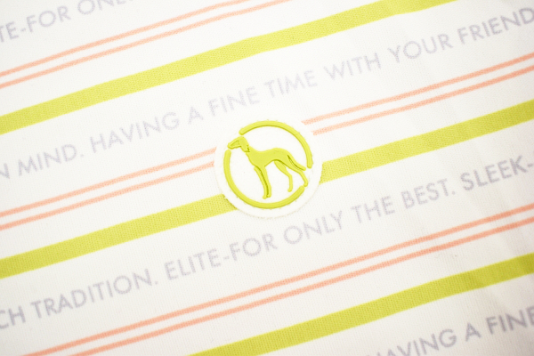 Y-5719★送料無料★adabat アダバット ゴルフ★日本製 ホワイトカラー 総柄 ボーダー ハイネック 長袖 カットソー シャツ 38 _画像3