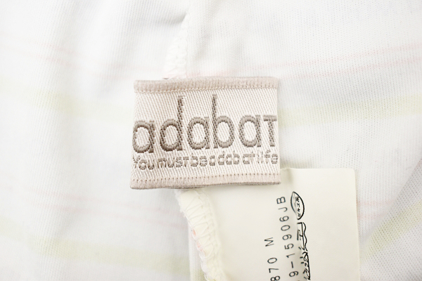 Y-5719★送料無料★adabat アダバット ゴルフ★日本製 ホワイトカラー 総柄 ボーダー ハイネック 長袖 カットソー シャツ 38 _画像7