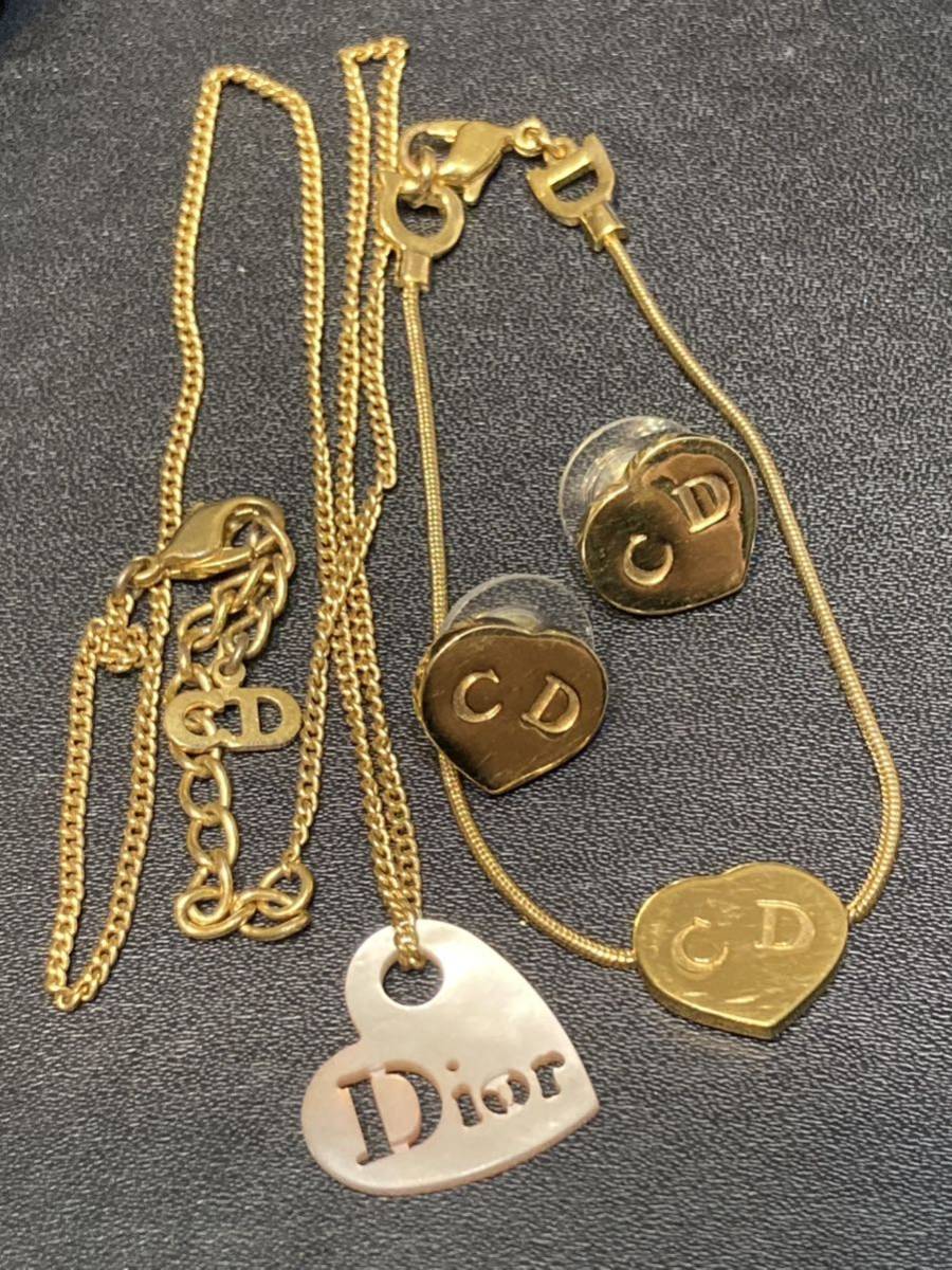 1円〜 ・◇・ Christian Dior ネックレス ピアス ブレスレット3点