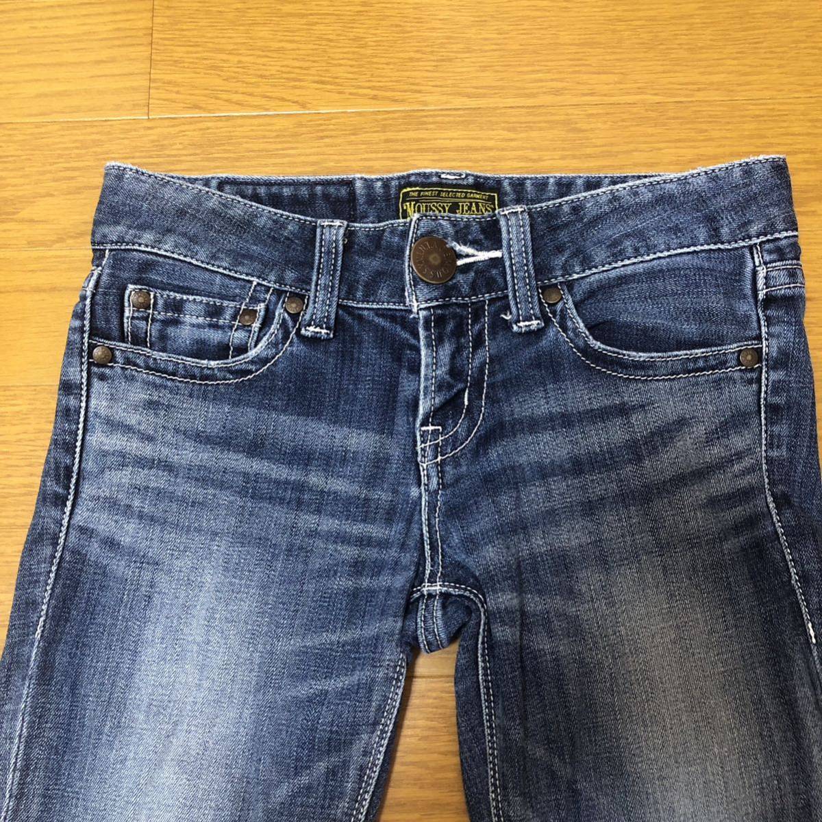 moussy jeans マウジー ホワイトステッチ スリスト スキニーデニム 25インチ_画像2