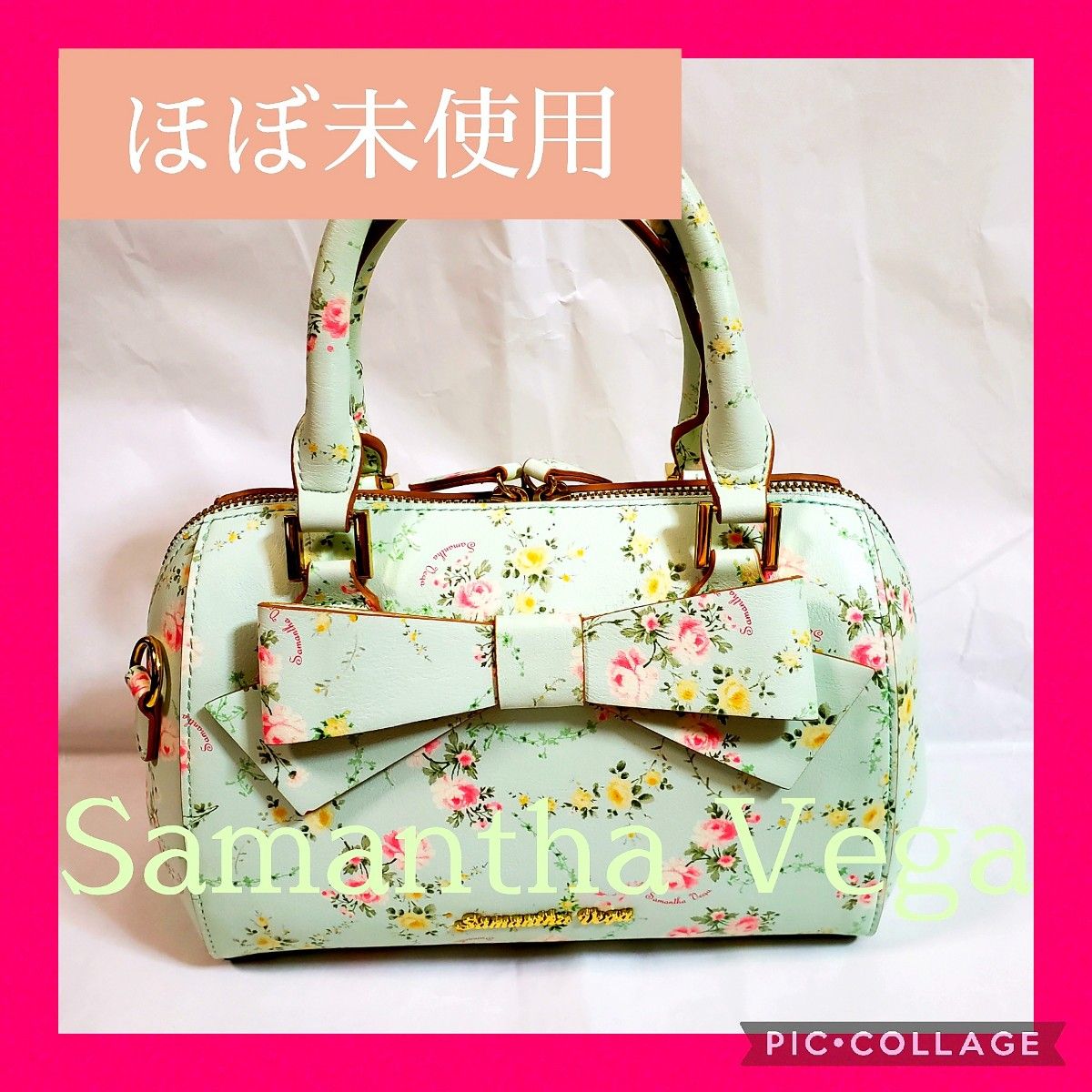 ほぼ未使用】サマンサベガ 花柄 2way ショルダーバッグ ボストンバッグ