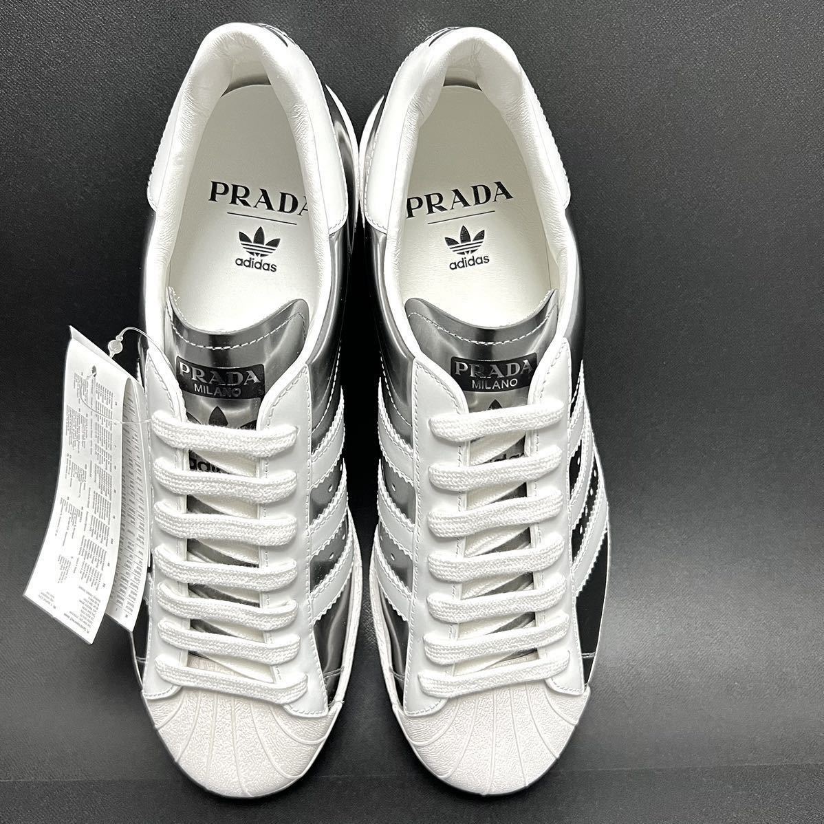 27.5cm 新品 PRADA × adidas スーパースター Prada Superstar シルバー プラダ アディダス プラダスーパースター スニーカー コラボ 限定_画像3