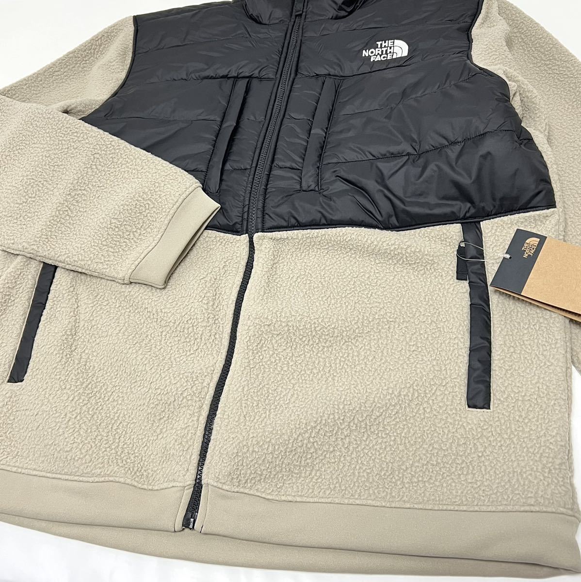 M 新品 海外限定 デザインノースフェイス デナリ フリース ジャケット DENALI グレー ベージュ ロゴ 日本未発売 防寒 暖か 中綿入り