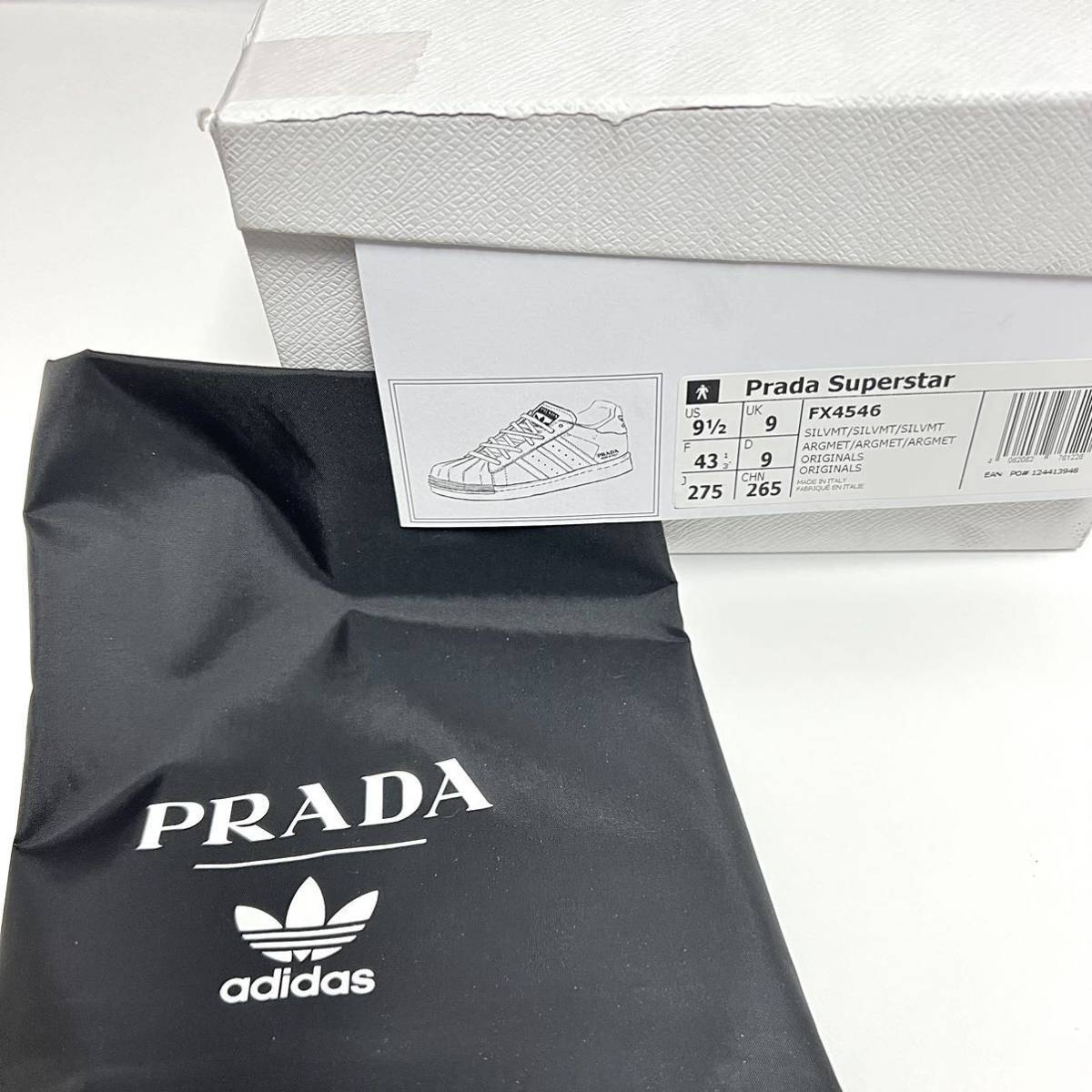 27.5cm 新品 PRADA × adidas スーパースター Prada Superstar シルバー プラダ アディダス プラダスーパースター スニーカー コラボ 限定_画像10