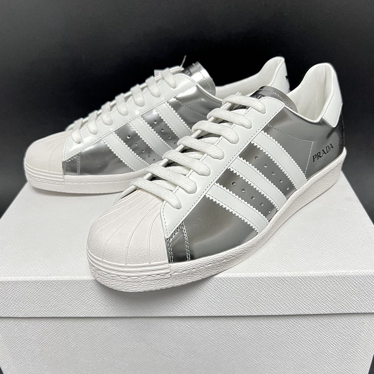 27.5cm 新品 PRADA × adidas スーパースター Prada Superstar シルバー プラダ アディダス プラダスーパースター スニーカー コラボ 限定_画像1