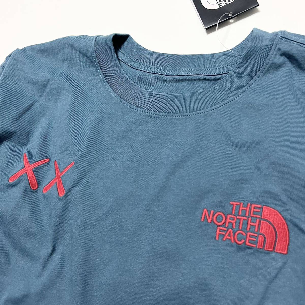 M 新品 KAWS x THE NORTH FACE コラボ 限定 刺繍 XX ロゴ オーバーサイズ ロンT Tシャツ 長袖 カウズ ノースフェイス カットソー ビッグ_画像6