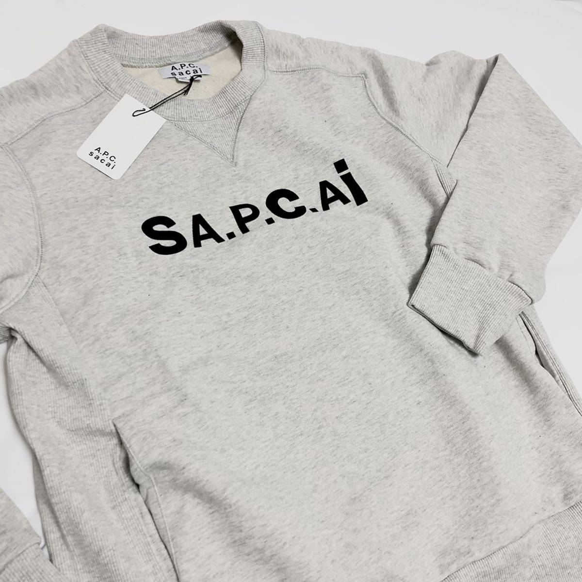 M 新品 A.P.C. × SACAI コラボ 限定 ダブルネーム ロゴ スウェット ペール グレー アーペーセー APC サカイ トレーナー  Tani タニ