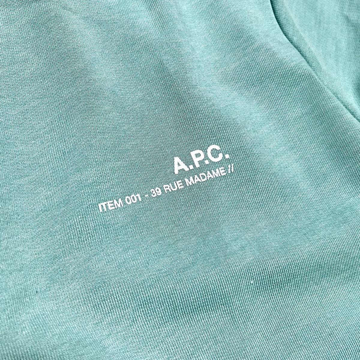 S 新品 A.P.C. アーペーセー Item スウェット シャツ トレーナー アイテム ワンポイント ロゴ APC ロゴスウェット パステル ブルー 長袖_画像4