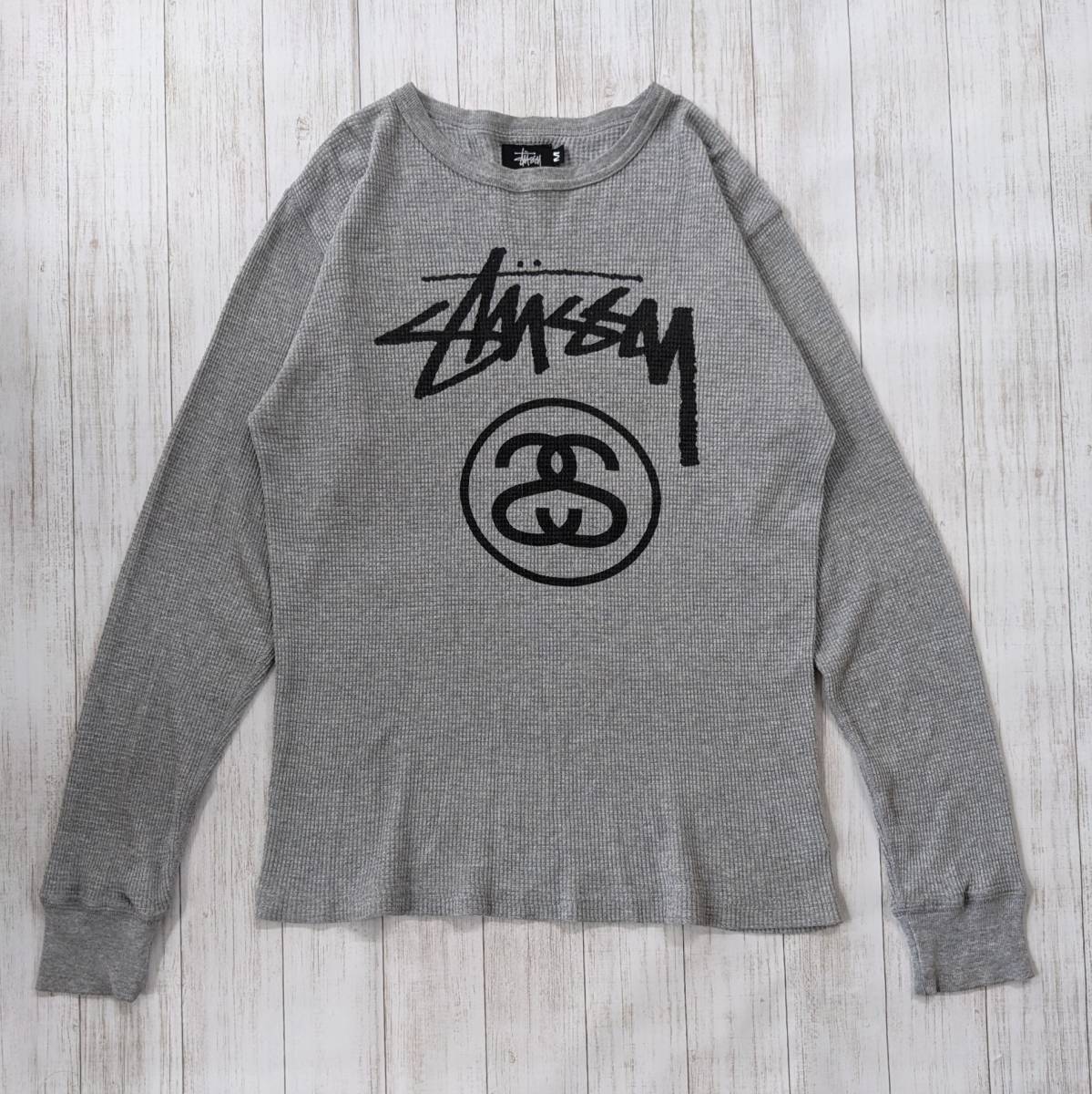 STUSSY/ステューシー/80S/黒タグ/ヴィンテージ/USA製/ブランドロゴ・SSリンクプリント/サーマルL/S Tシャツ/ロンT/状態良好_画像1