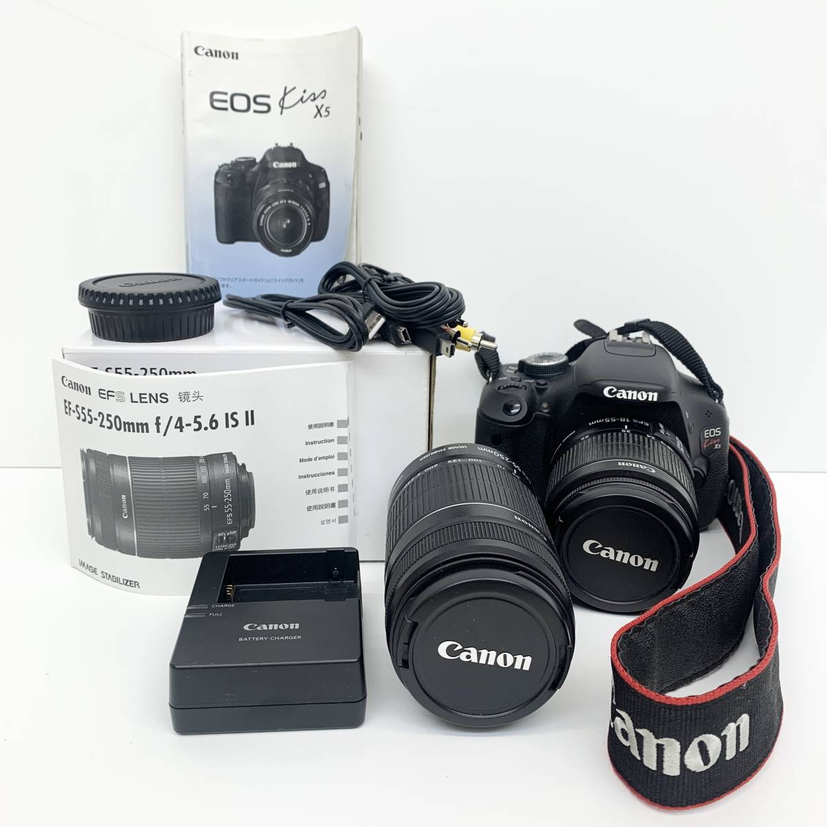 1円~！ Canon EOS kiss X5 レンズ付き EF-S55-250㎜ ｆ/4-5.6 IS Ⅱ