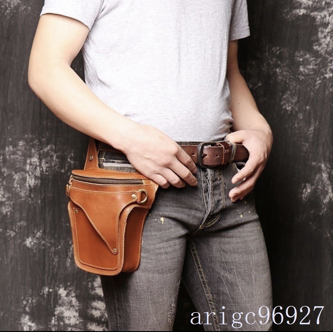 H100* waist bag men's original leather 2WAY belt pouch smartphone pouch Mini shoulder bag 