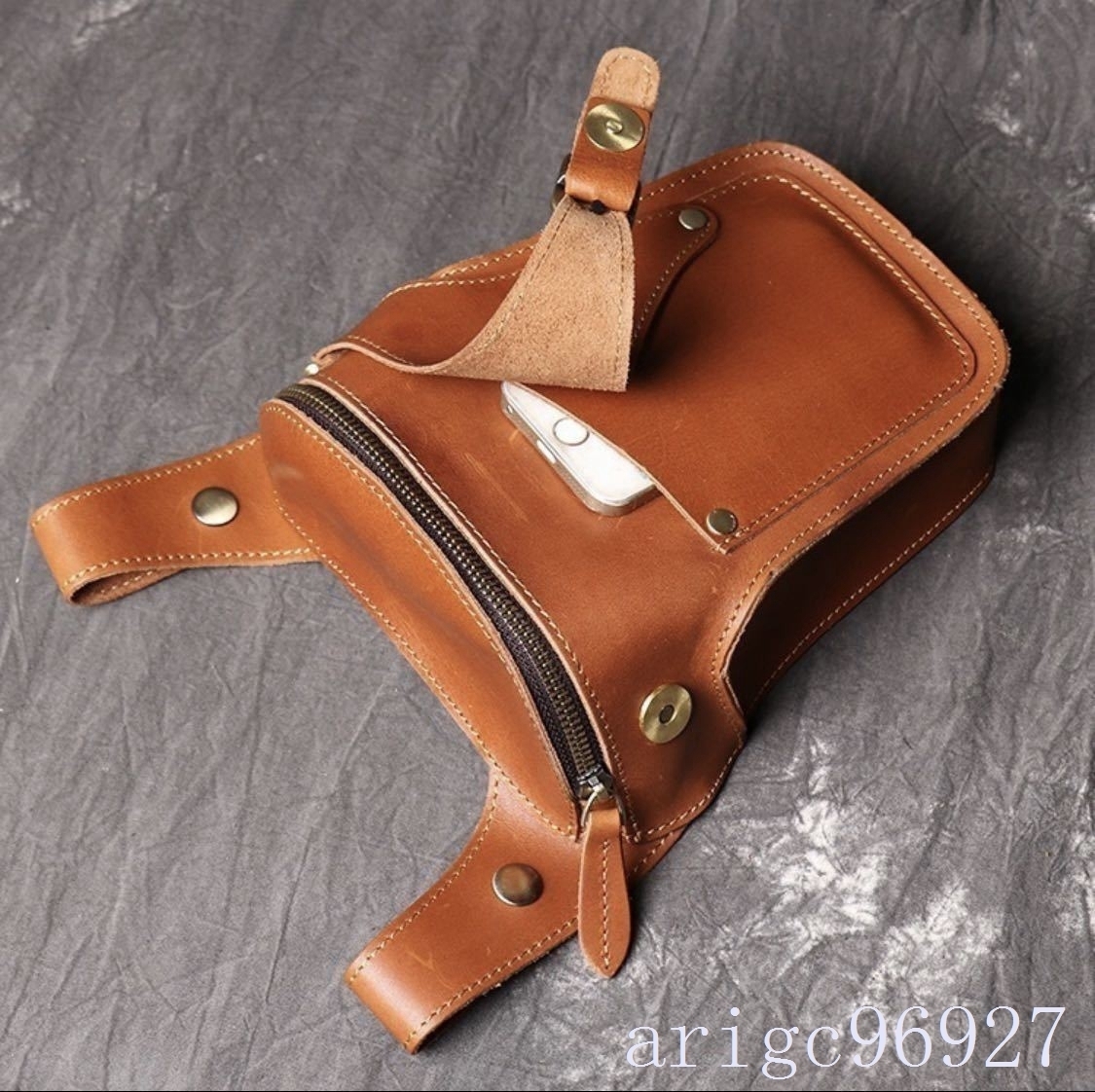 H100* waist bag men's original leather 2WAY belt pouch smartphone pouch Mini shoulder bag 