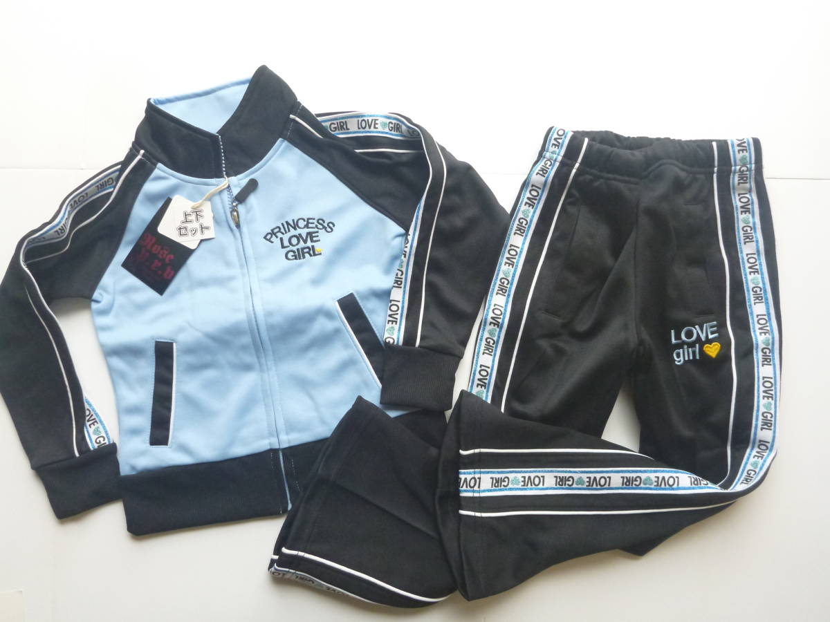  новый товар ROSE p.r.a* чёрный × бледно-голубой джерси верх и низ выставить спорт одежда 110 девочка 