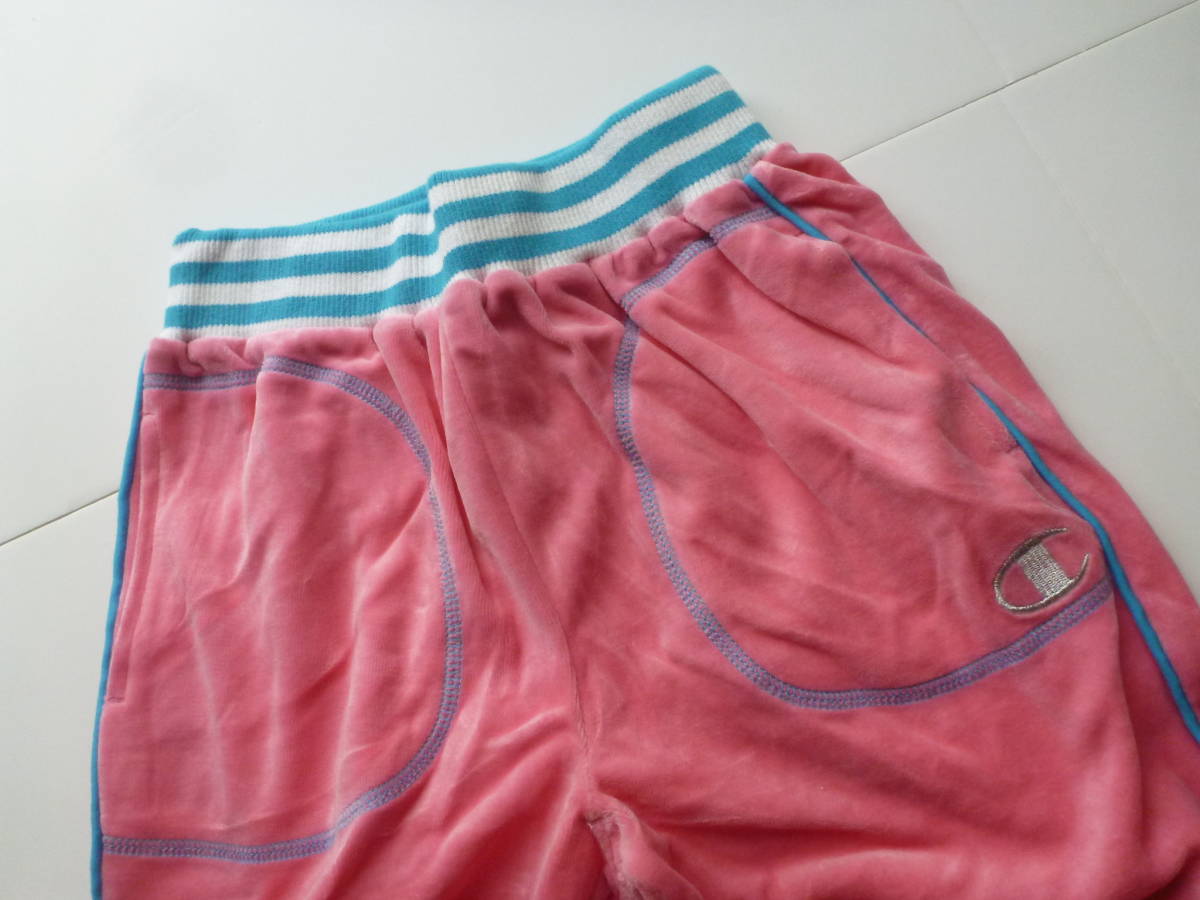  новый товар Champion( Champion )* розовый × бледно-голубой × белый велюр материалы джерси верх и низ в комплекте 150 спорт одежда 