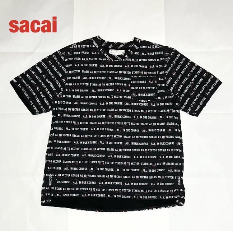 【希少】sacai　サカイ　オールオーバーグラフィックプリントポケットTシャツ　胸ポケット　サイドポケット　肩ジップ　総柄　18-01539M_画像1