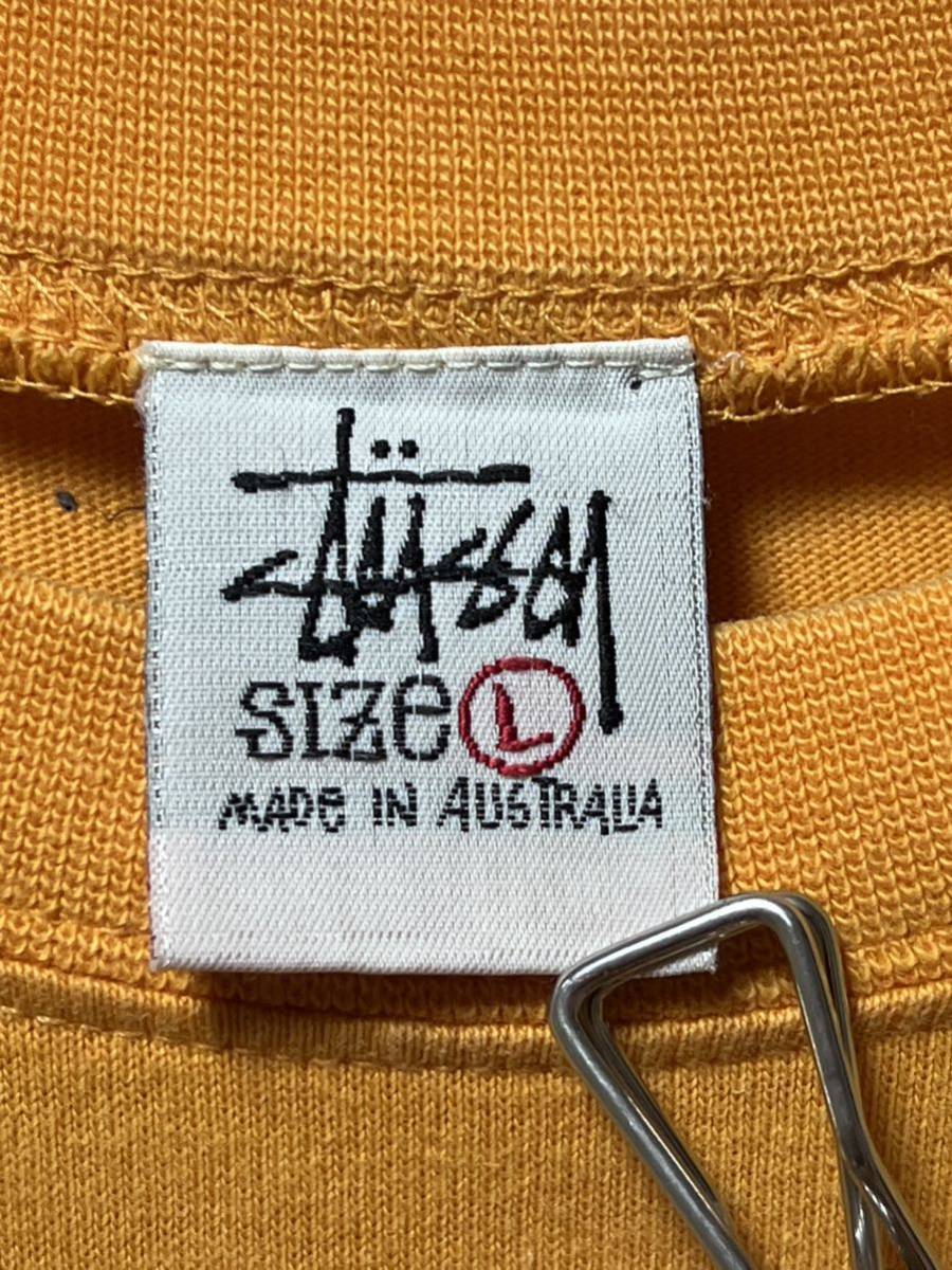 レア 90s OLD STUSSY ロゴプリントTシャツ イエロー L オーストラリア