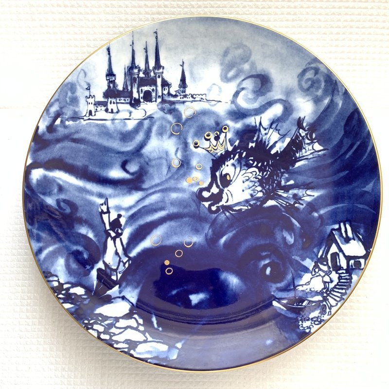 MEISSEN マイセン 1990 イヤープレート 漁師とその麦 グリム童話 西洋陶器 IW306AZ05_60_画像1