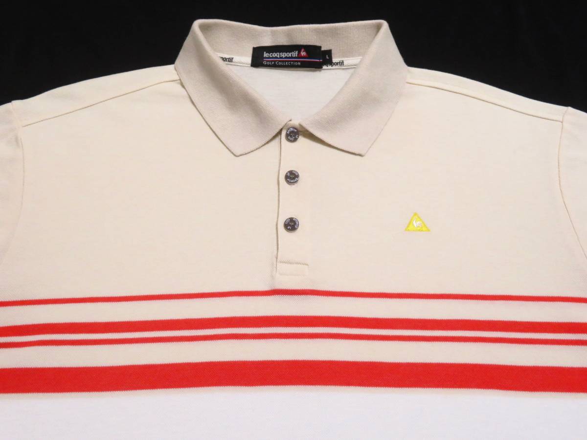 Lecoqsportif GOLF COLLECTION ルコック カノコポロシャツ 薄手 清涼生地 ドライ 半袖トップス メンズ ゴルフウエア 紳士 Lサイズ 春夏物_画像3