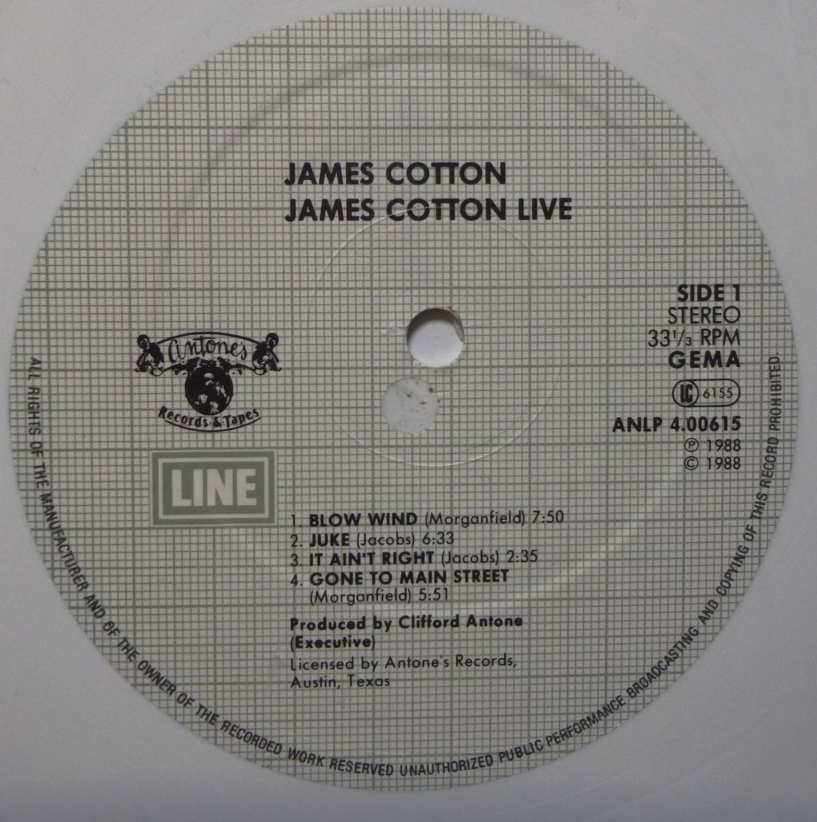 [BB139]JAMES COTTON[Recorded Live At Antone\'s Night Club], 88 GERMANY Original/ белый запись * современный * Chicago * блюз 