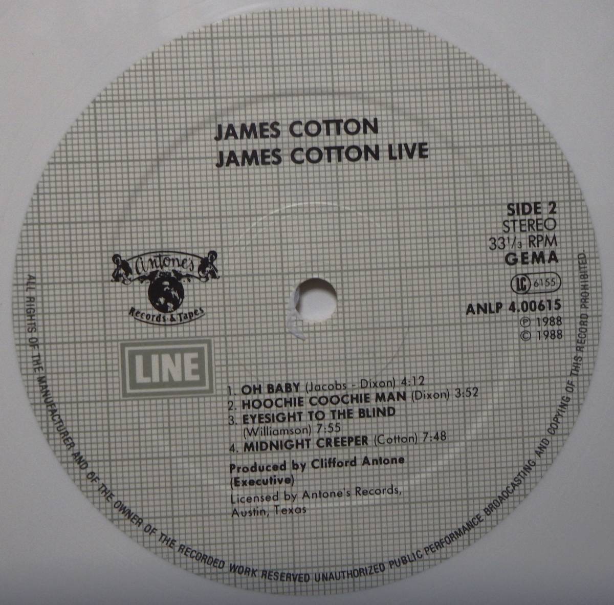 [BB139]JAMES COTTON[Recorded Live At Antone\'s Night Club], 88 GERMANY Original/ белый запись * современный * Chicago * блюз 