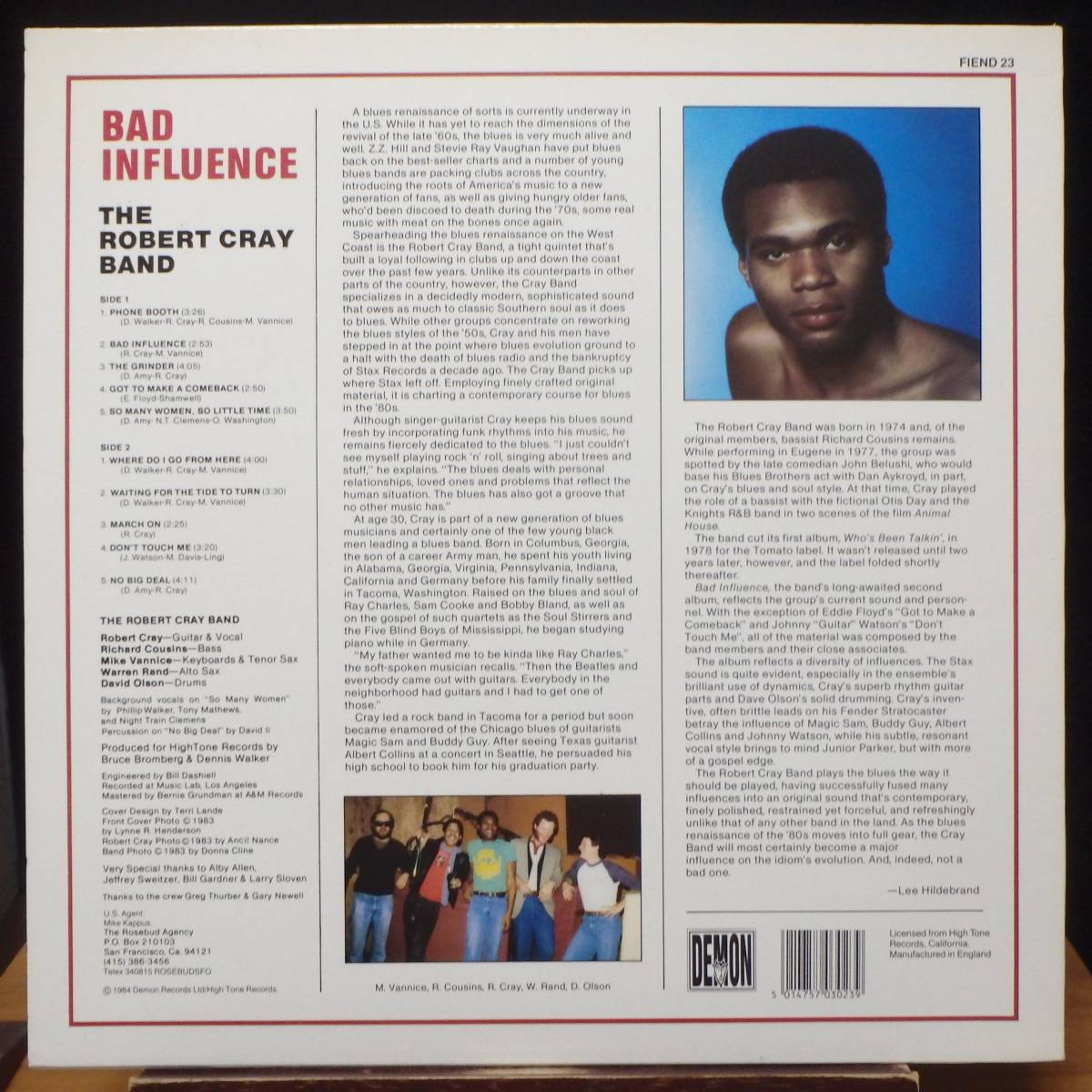 [BB289]THE ROBERT CRAY BAND[Bad Influence], 84 UK Original * современный * блюз 