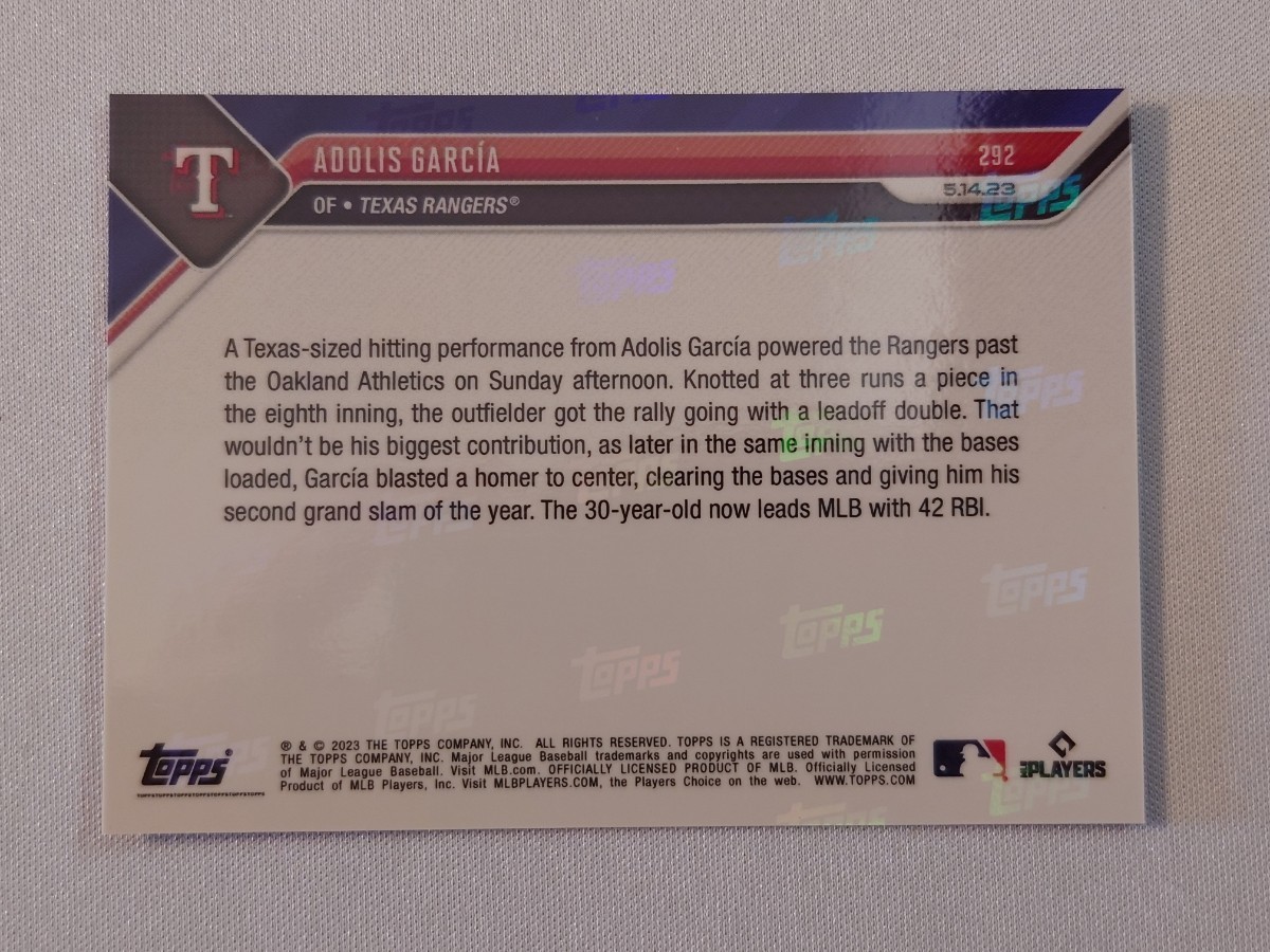 topps now card Adolis Garcia Texas Rangers #292 MLB 2023 トップスナウ カード アドリス・ガルシア テキサス・レンジャーズ_画像2