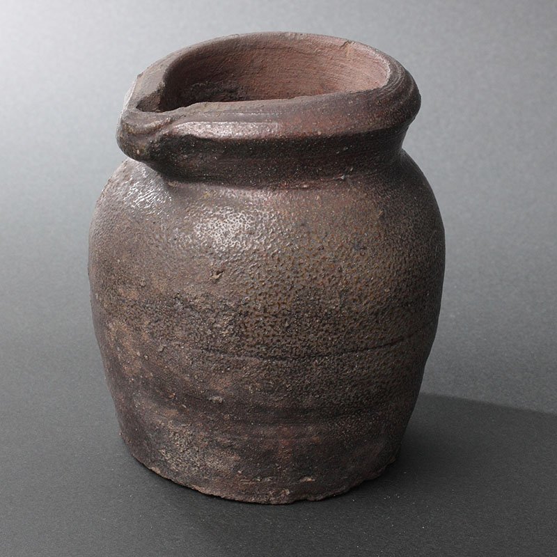 委託HK◇時代 越前片口鉄漿壷(古陶 古窯 越前焼 鉄漿壺 お歯黒壺 花入