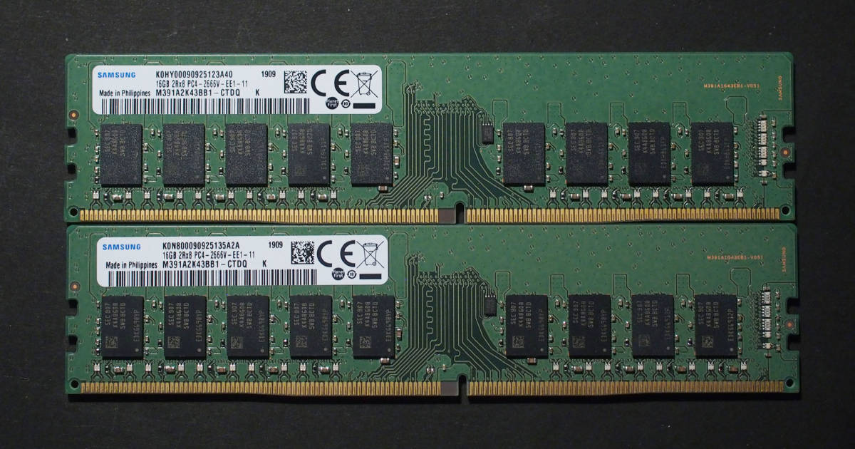 正規通販 PC4-2666V DDR4-2666 PC4-21300 Samsung unbuffered 2枚組