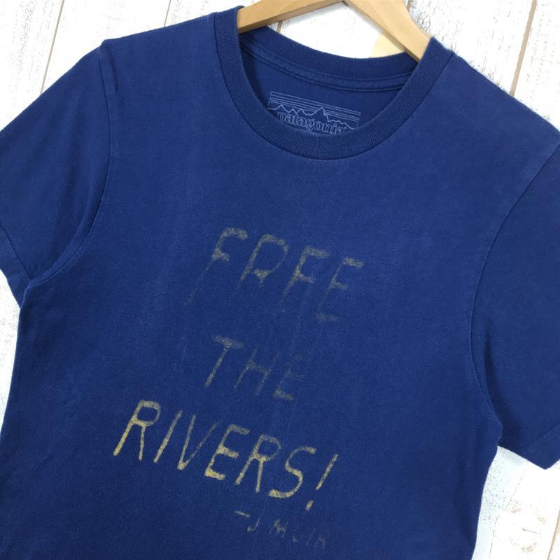 MENs XS パタゴニア Free The Rivers! ジョン・ミューア オーガニックコットン Tシャツ 入手困難 PATAGONIA ネイビ_画像2