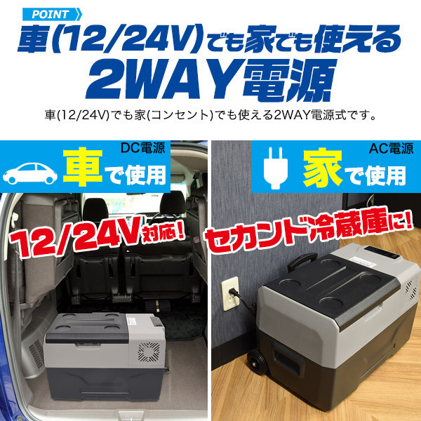 ポータブル冷蔵庫 車載用 30L クーラーボックス 大型 冷凍庫 急冷モード搭載 -20℃～20℃ AC DC電源対応 12V 24V車に対応 釣りの画像6