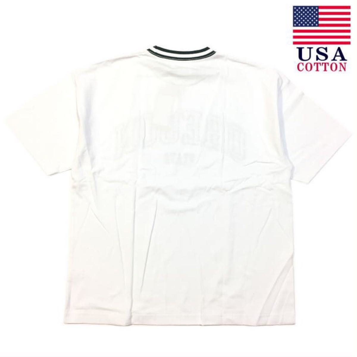 新品 Ｌ USAコットン カレッジ Tシャツ ビッグシルエット ロゴ刺繍 ユニセックス ドロップショルダー オレゴン アメカジ