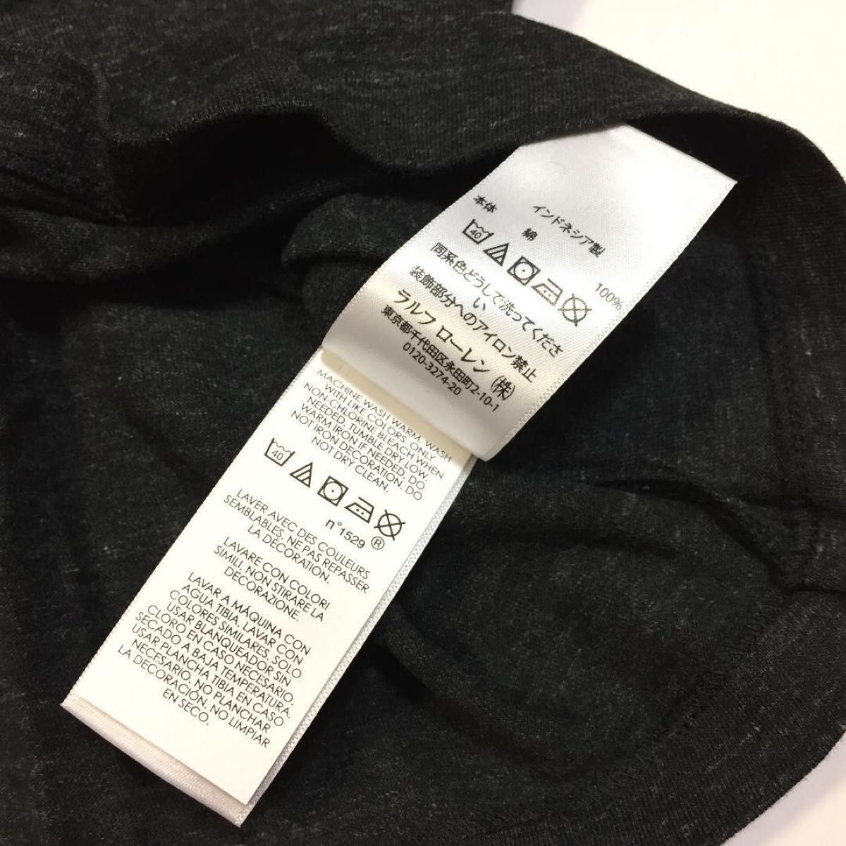 新品 正規 メンズＭ ポロ ラルフローレン ポニー刺繍 Tシャツ ヘザーブラック ワンポイント刺繍 人気カラー ユニセックス