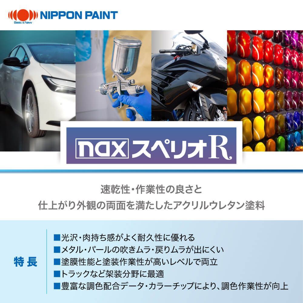 日本ペイント nax スペリオR 調色 ダイハツ R75 コンパーノレッド カラーベース・パールベース2kg（原液）セット（3コート）Z26_画像2