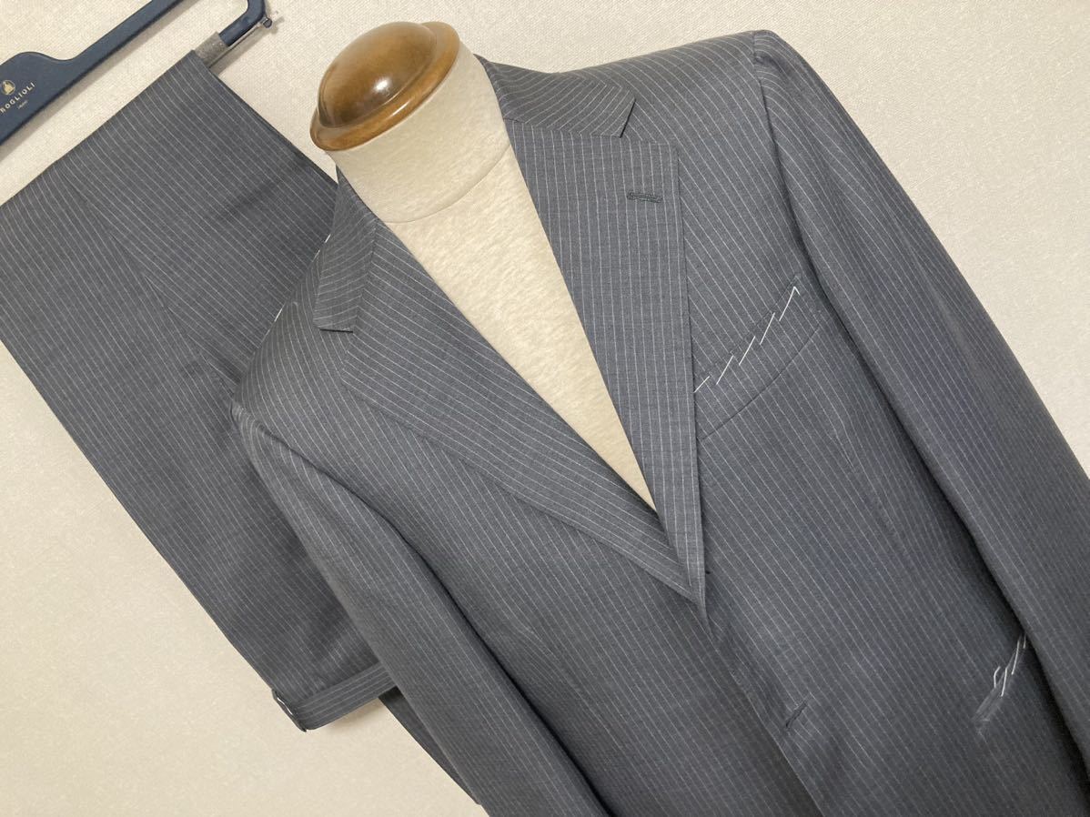  new goods ring jacket Meister ( day ) spring summer suit 52 light gray stripe mo hair 80% regular price 25.3 ten thousand jpy 