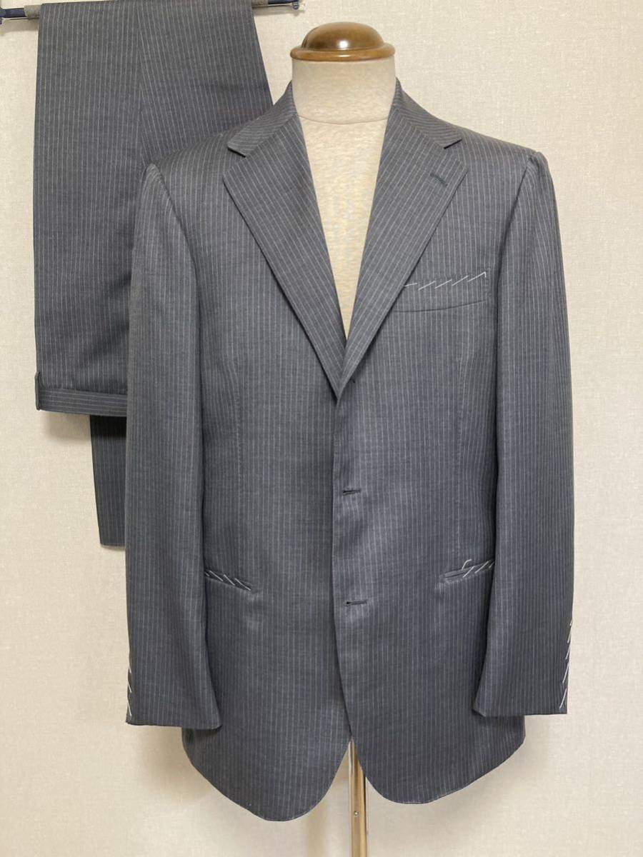  new goods ring jacket Meister ( day ) spring summer suit 52 light gray stripe mo hair 80% regular price 25.3 ten thousand jpy 