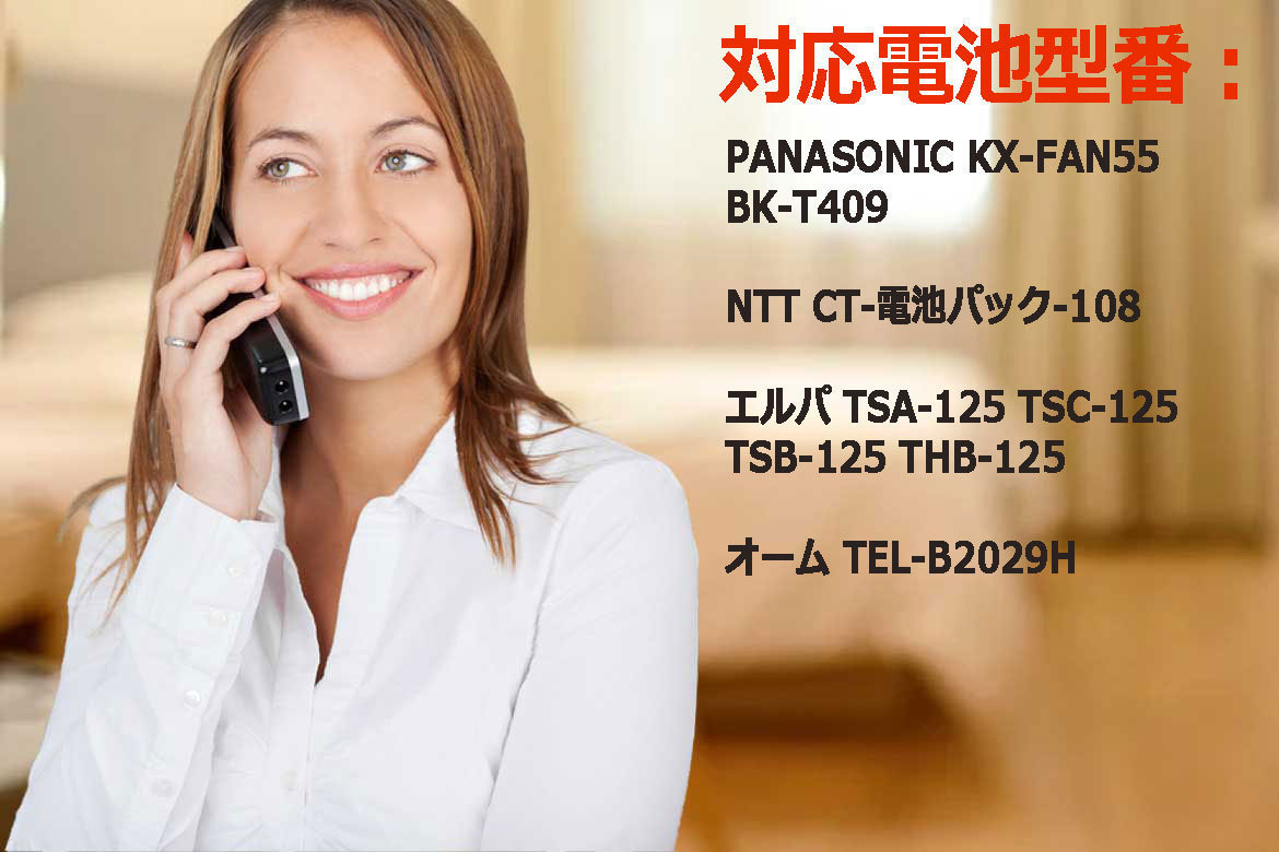BT14a】 電話子機用互換電池パナソニックKX-FAN55 BK-T409 オーム電機