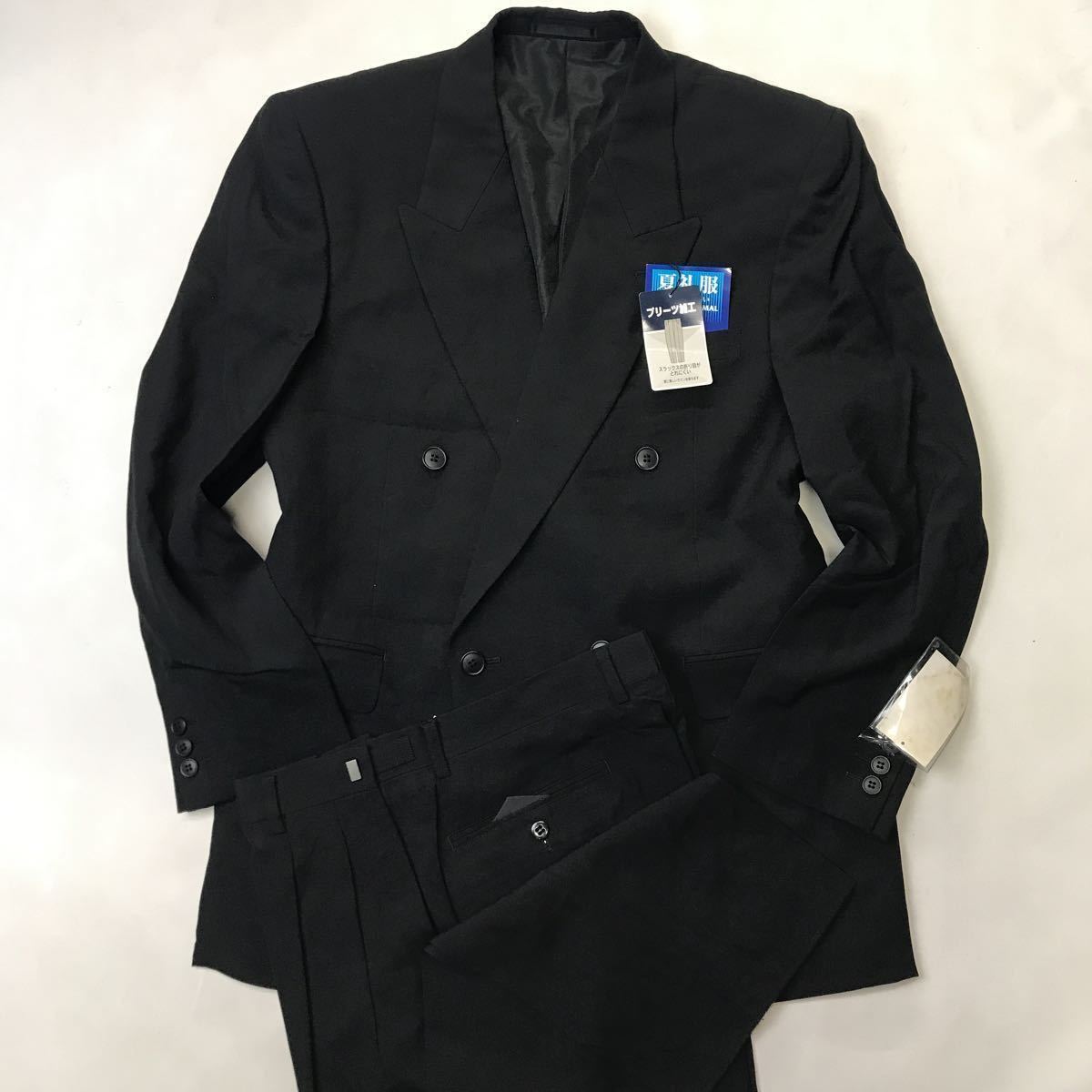 新品★激安/NicolaPisano/礼服ダブルスーツ/大きいサイズ3L BB5/ブラック　黒/ノーベンツ/冠婚葬祭　アジャスター付　良品質 毛100%★_画像1