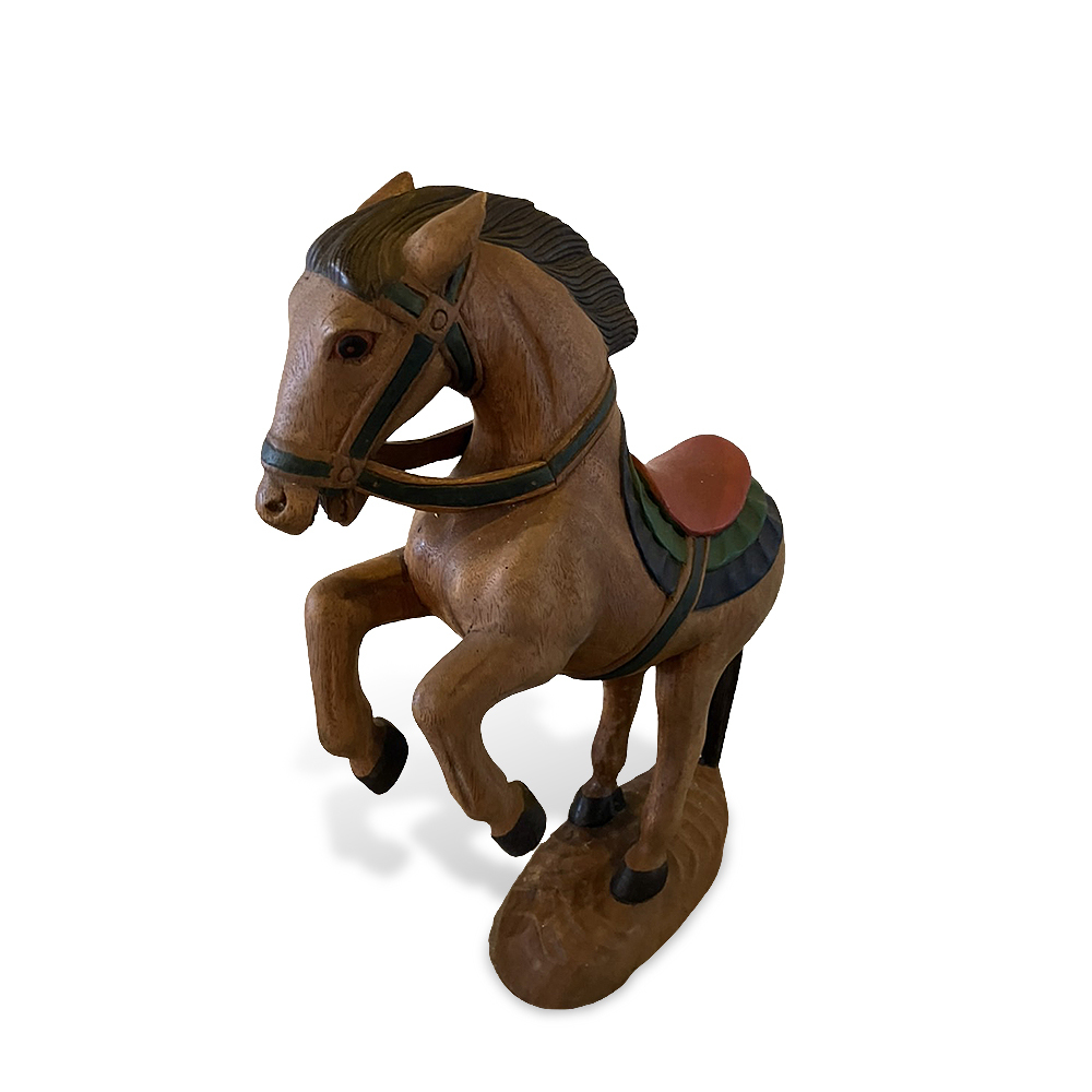 【ヴィンテージ 木彫り 馬 オブジェ】検：レトロビンテージ動物アニマル跳ね馬置物乗馬インテリア人形