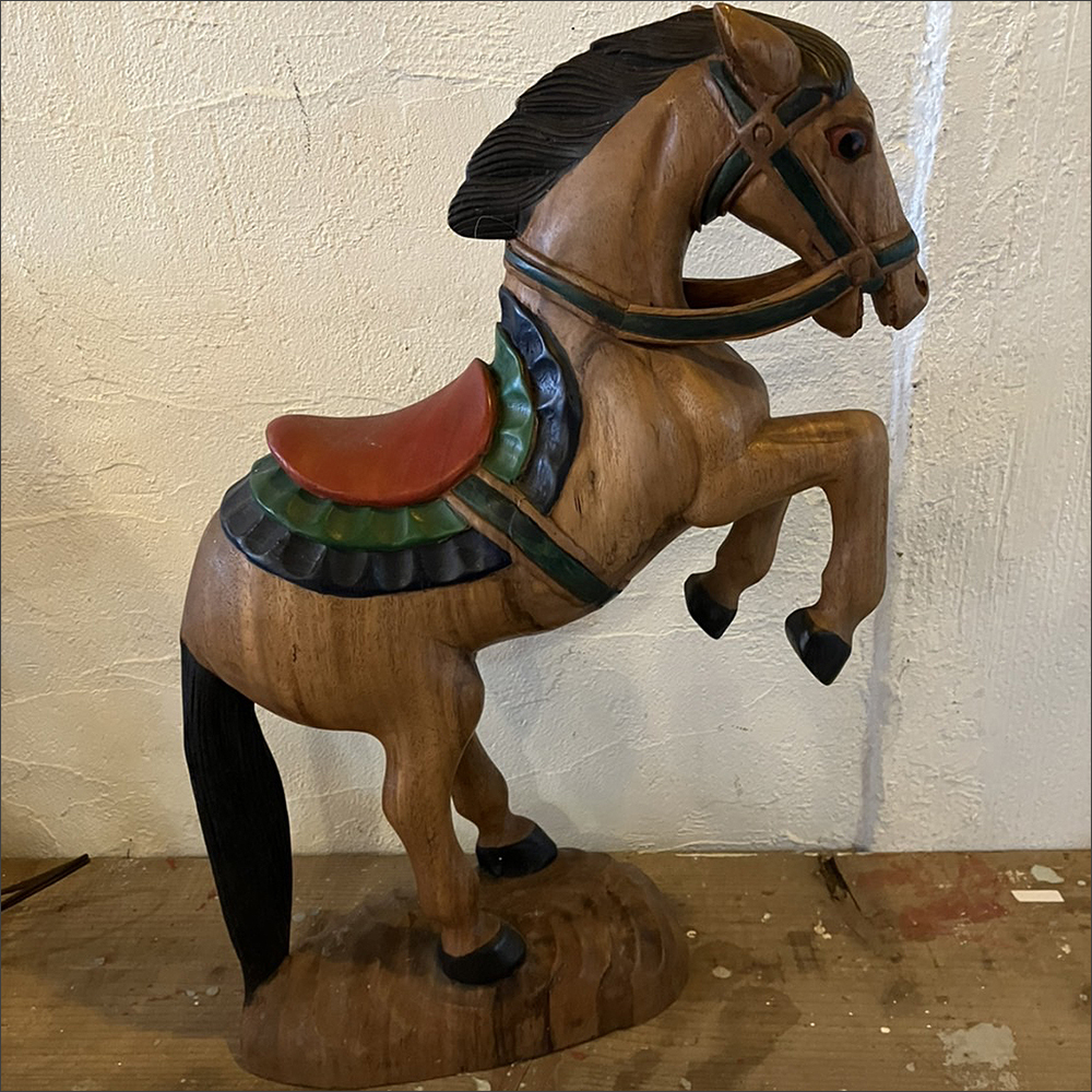 【ヴィンテージ 木彫り 馬 オブジェ】検：レトロビンテージ動物アニマル跳ね馬置物乗馬インテリア人形_画像3