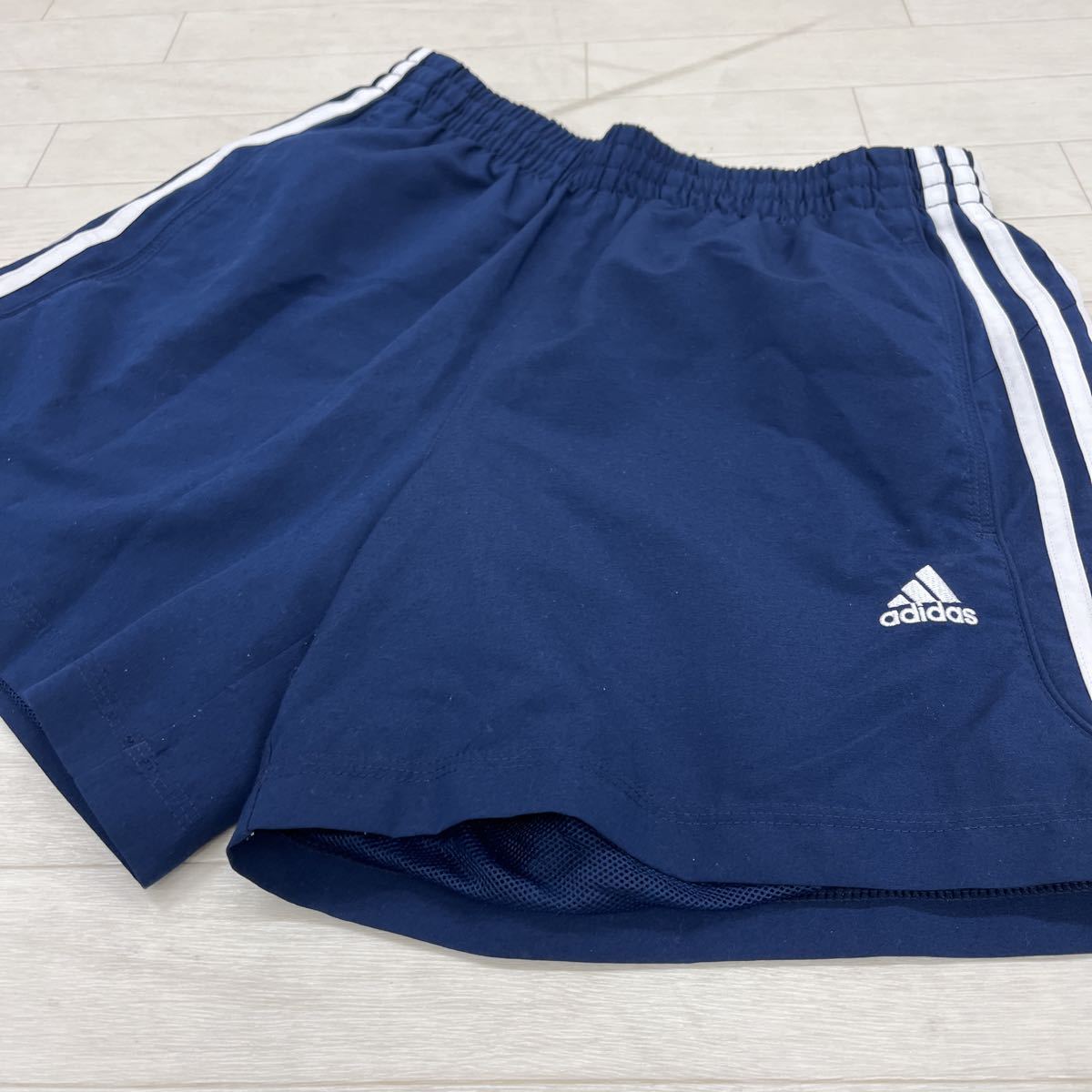 1048◎ adidas CLIMALITE アディダス パンツ ボトムス ズボン ショート ハーフ ウエストゴム 裏メッシュ ネイビー メンズM_画像3