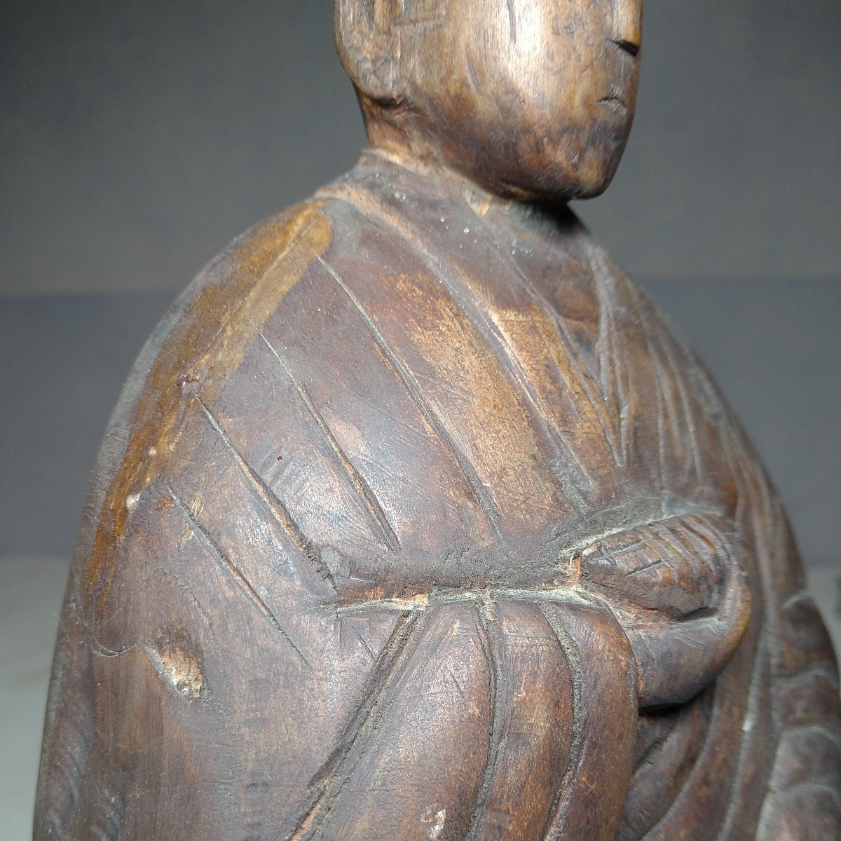 a-1209◆ 仏教美術 仏像 木彫 仏 木製 民間仏 雲海 1240g 高さ25.5cm◆ 状態は画像で確認してください。_画像10