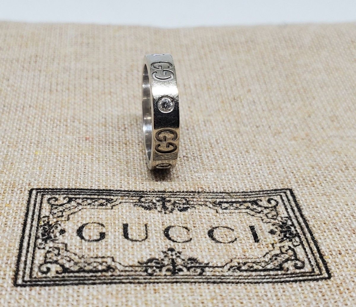 【超レア現行品】GUCCI ホワイトゴールドアイコンリング ダイヤモンド 5P