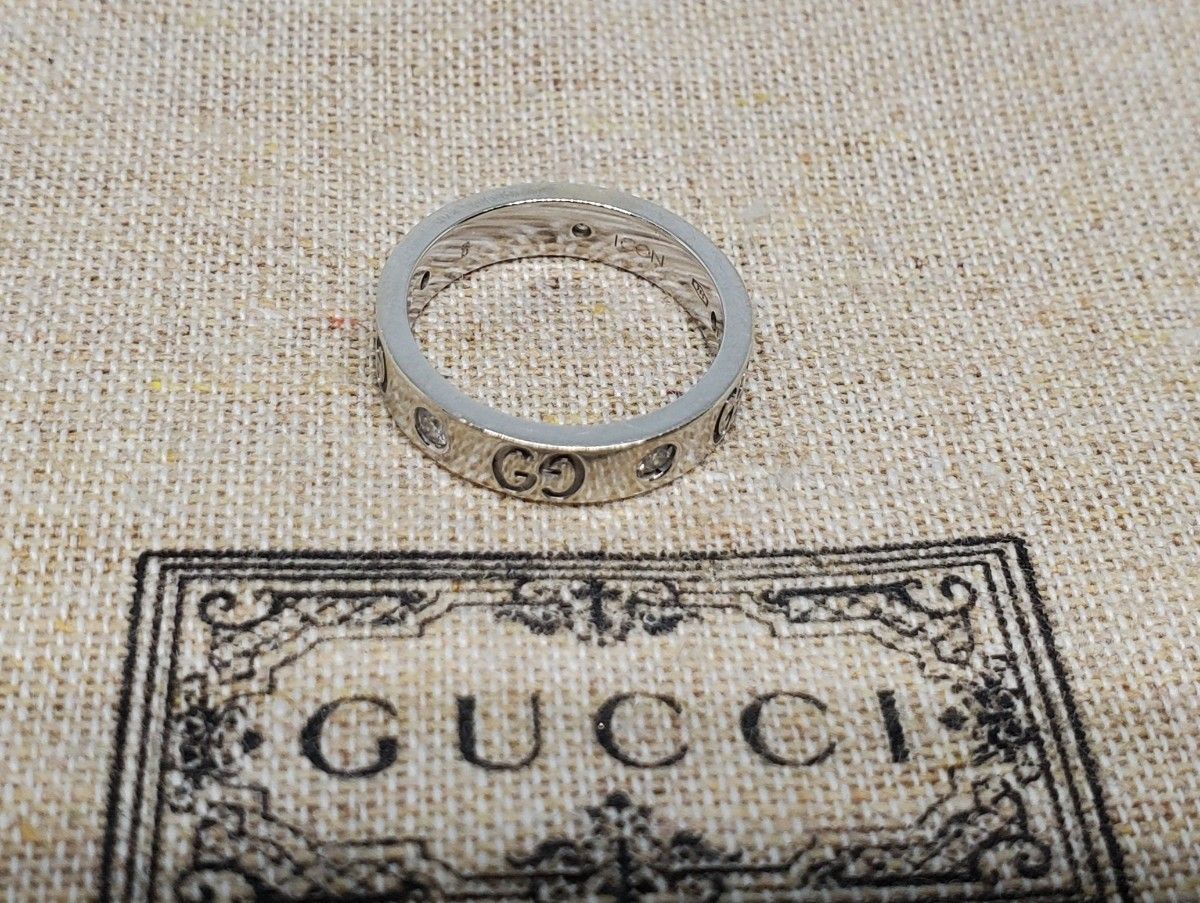 【超レア現行品】GUCCI ホワイトゴールドアイコンリング ダイヤモンド 5P