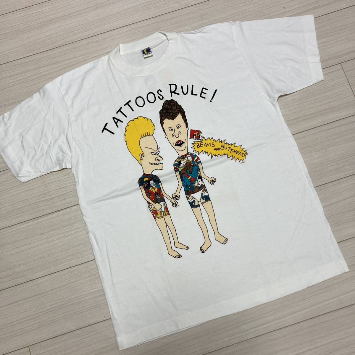 90s MTV Beavis and Butt Head 和柄タトゥー Tシャツ XL 白 90s MTV Beavis and Butt Head 和柄タトゥー Tシャツ XL 白