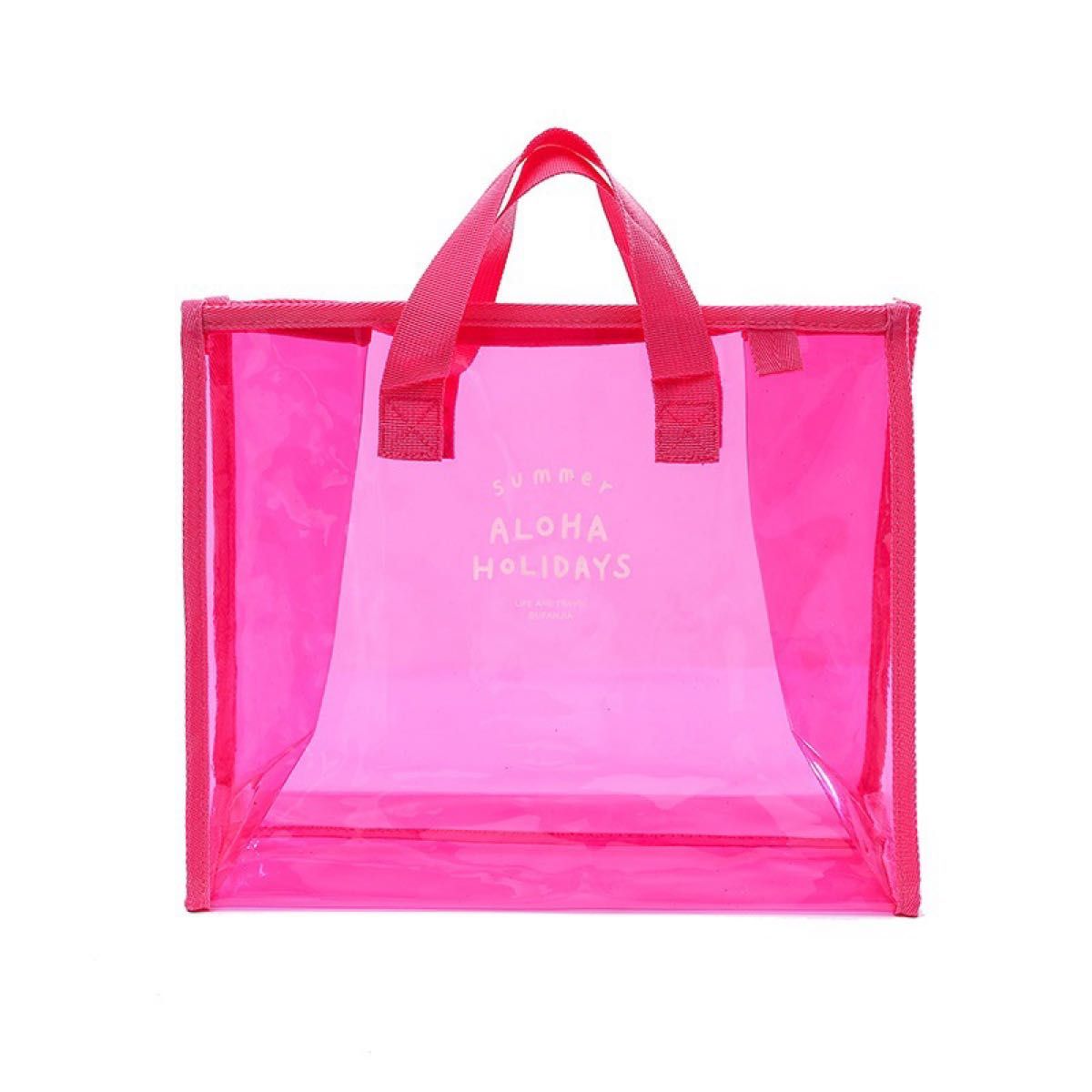 ビニールバッグ 透明 色付き 大容量 ピンク プールバッグ トートバッグ 可愛い プール 海 夏 クリア カラフル オシャレ